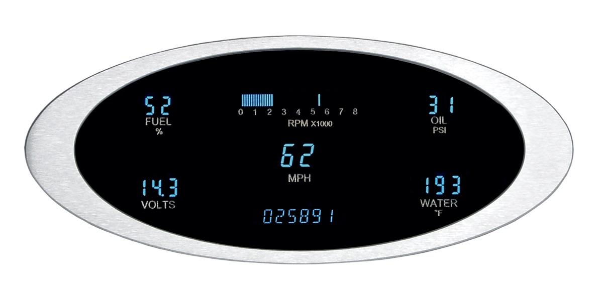5-Gauge Ion VFD System Brushed - Blue - Dakota Digital VFD3-1011-B ...
