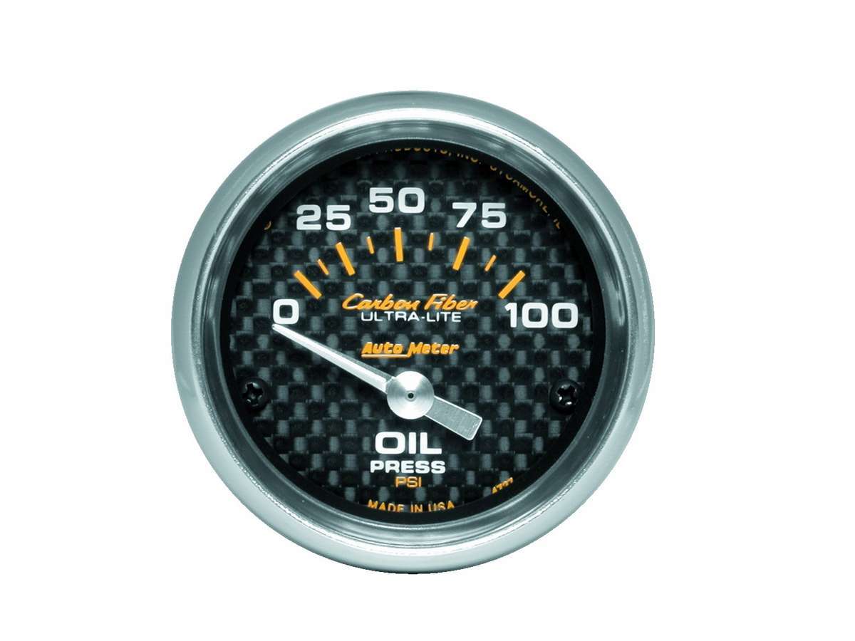 Autometer Carbon Fiber Series 2-1/16'' Nitrous Pressure 0-1600 PSI Gauge (4774) main image 0