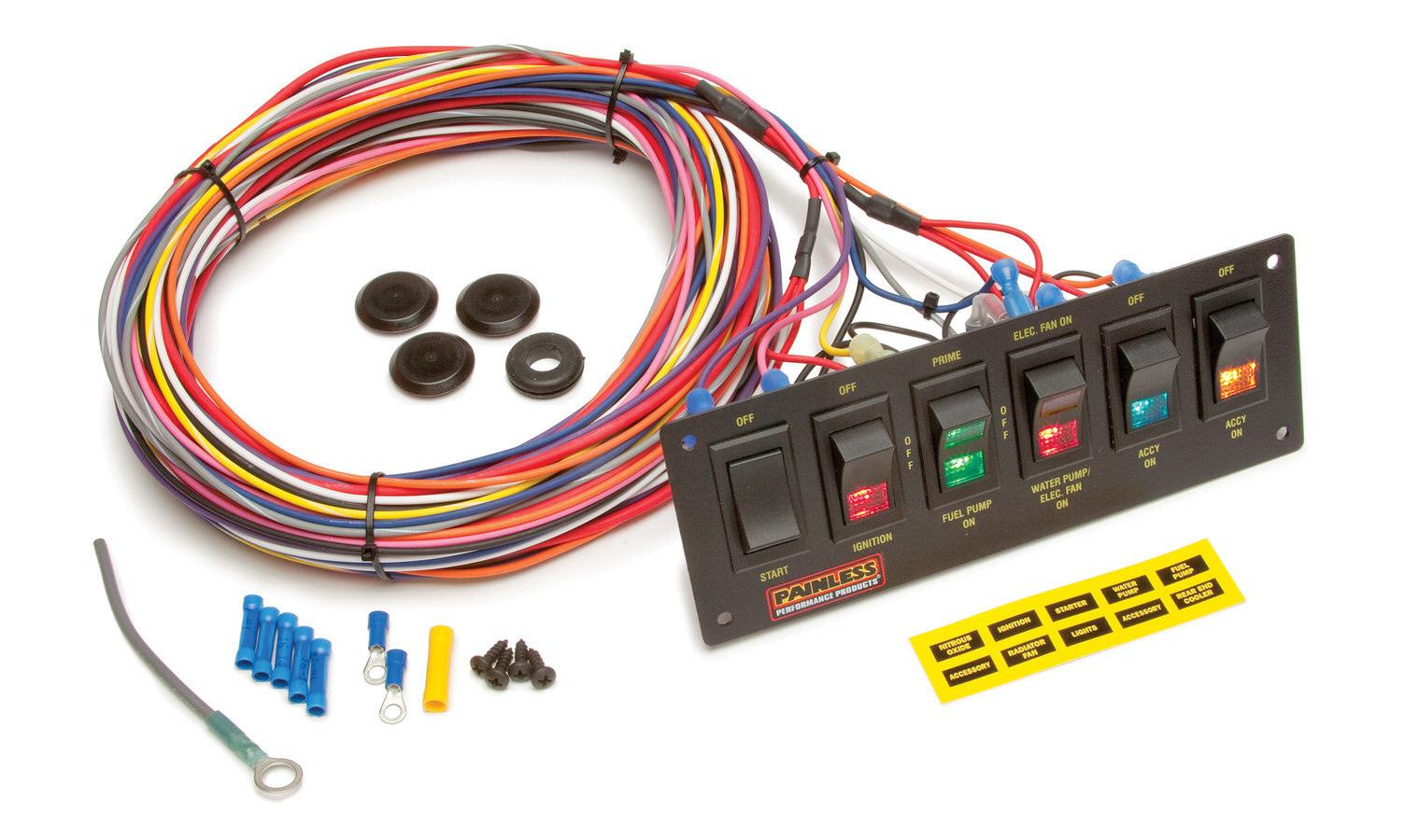 Panel Light Rocker Switch 6-Switch Lighted Rocker Switch Panel - Painless Wiring - Restoration ...